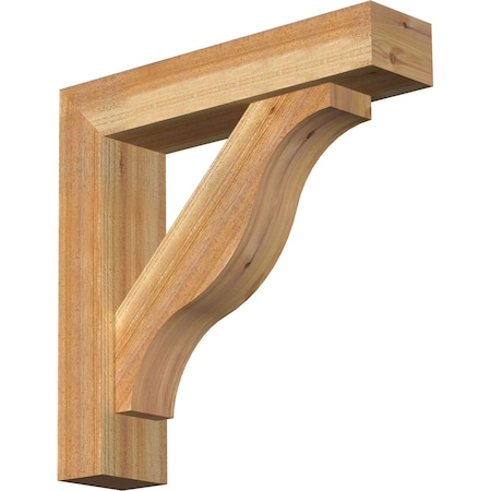 Funston Block Rough Sawn Bracket w/ Offset Brace, Western Red Cedar, 6"W x 26"D x 26"H